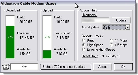 VCMU aka Videotron Cable Modem Usage